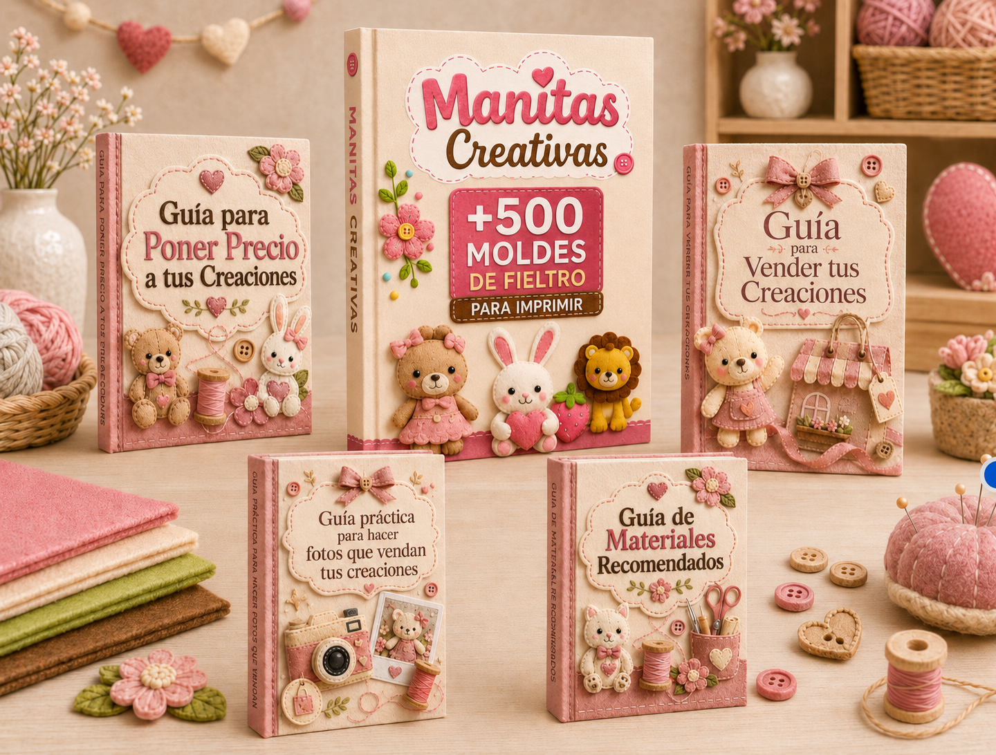 Manitas Creativas: +500 Moldes de Fieltro para Crear y Vender