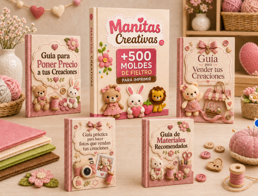 Manitas Creativas: +500 Moldes de Fieltro para Crear y Vender